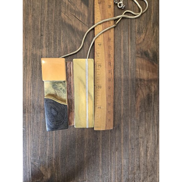 Vintage Mixed Metal & Bakelite/Catalin Necklace Art Deco/Modernist Early Plastic - Picture 10 of 10